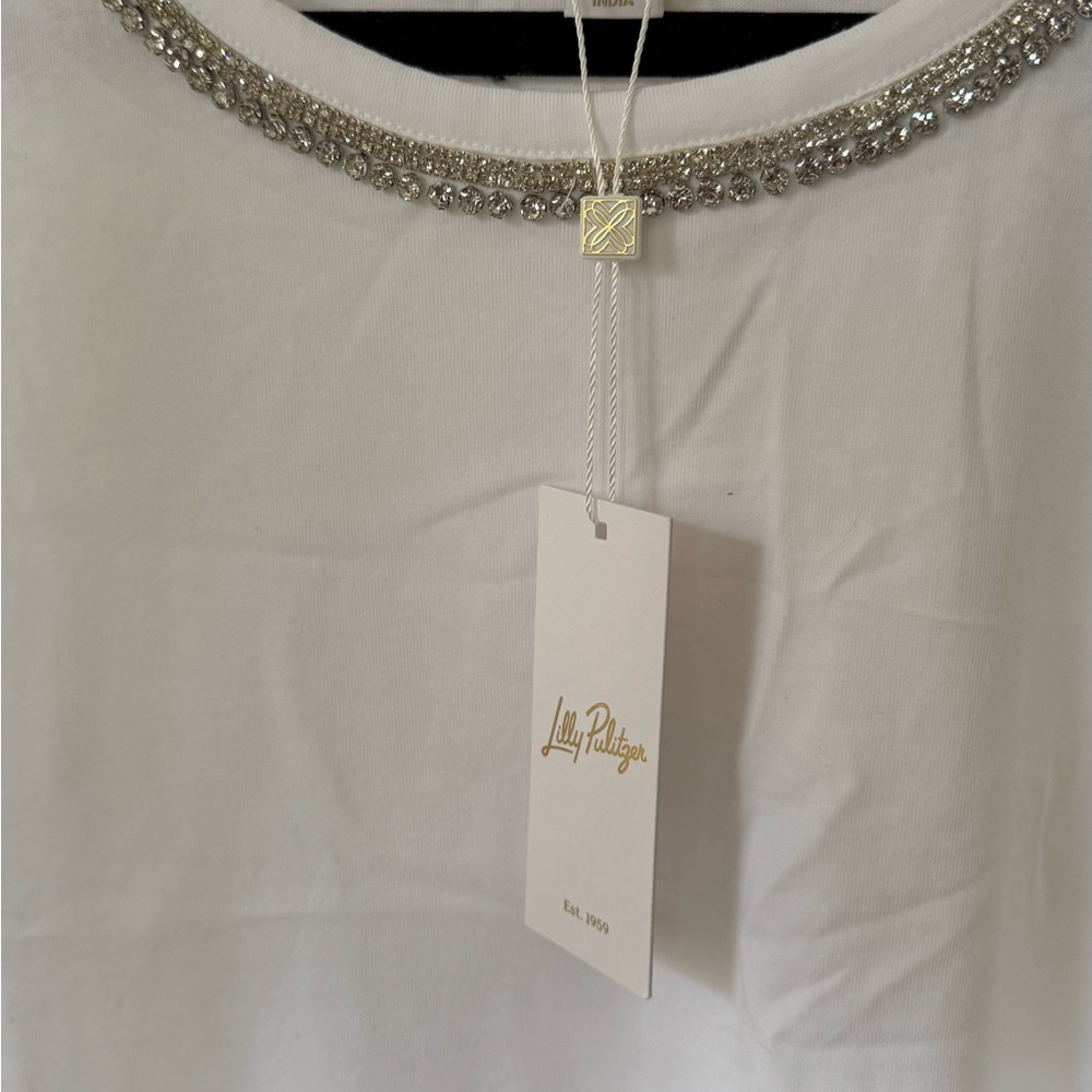 Lilly Pulitzer White Tee with Silver Embellishment - Picture 2 of 4